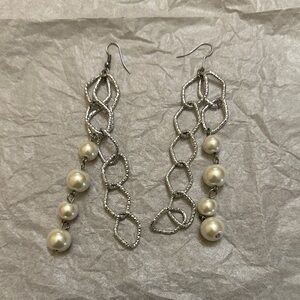 Elegant Silver and Pearl Drop Earrings